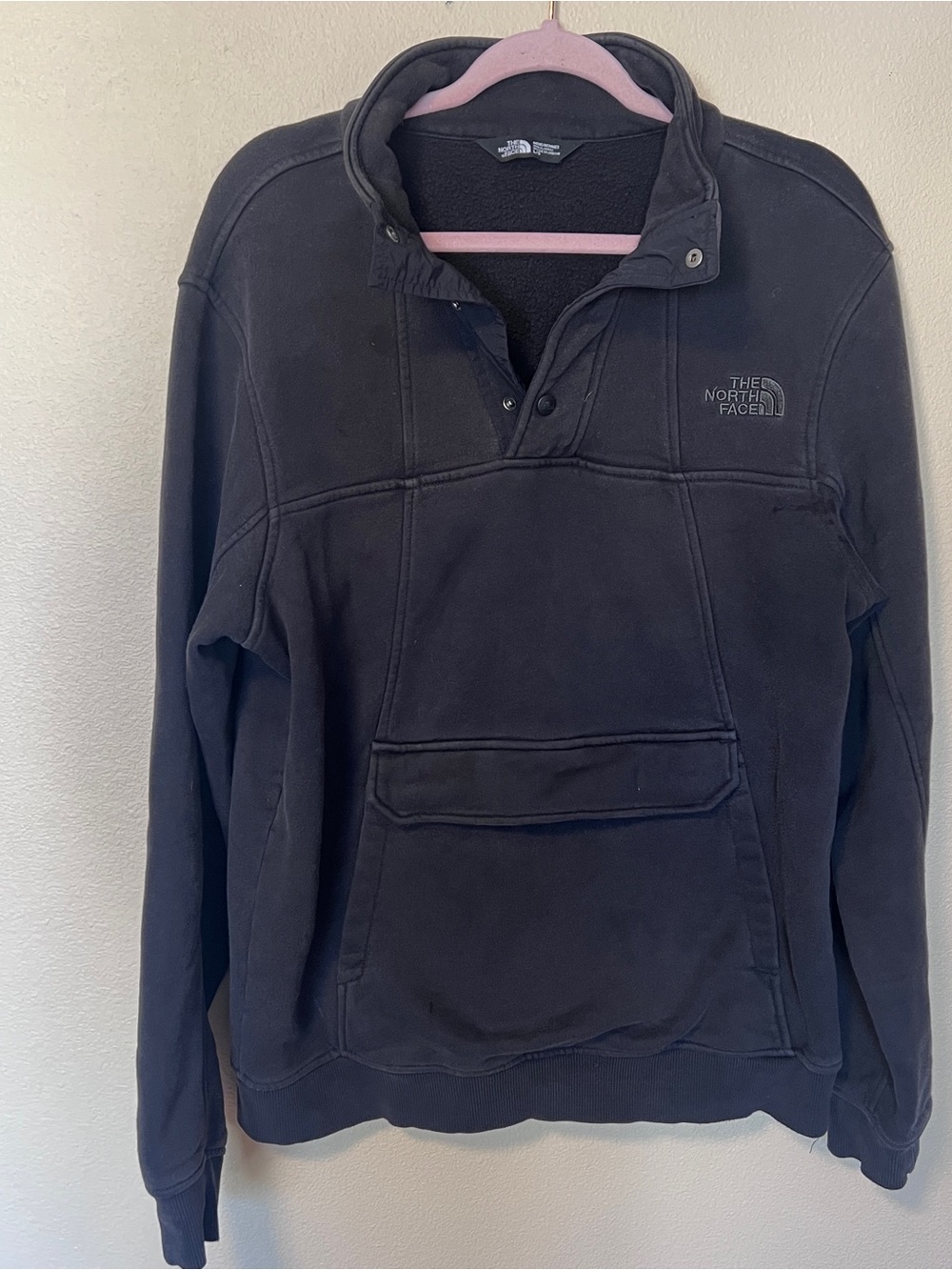 The North Face Men’s Alphabet City Fleece Pullover L Black Colorblock 3 Snaps